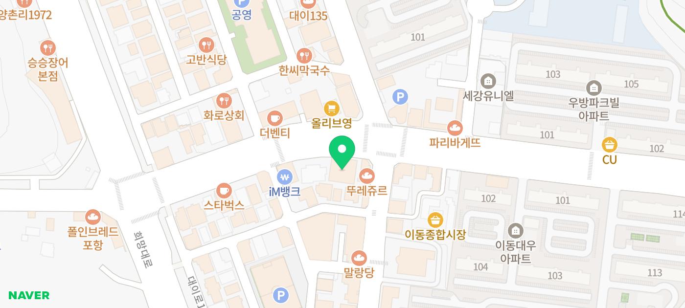 치과 위치를 나타내는 지도 이미지